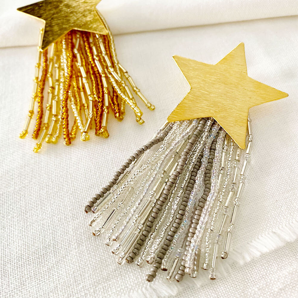 Aretes Estrella Fugaz Bicolor completos