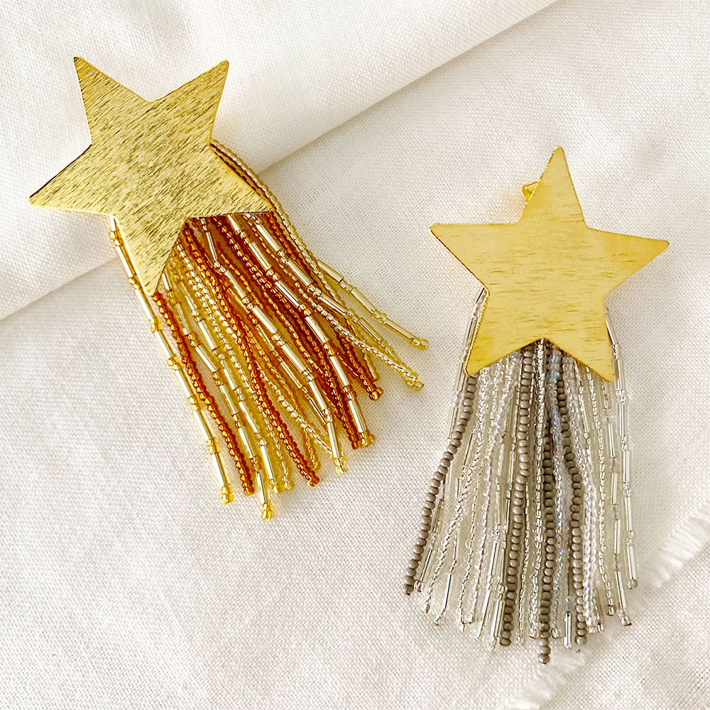 Detalle de los Aretes Estrella Fugaz Bicolor