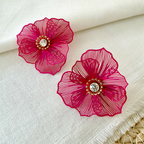 Aretes florales Cayena Fucsia