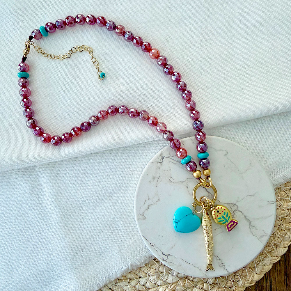 Collar Anchoa con ágatas cornalina