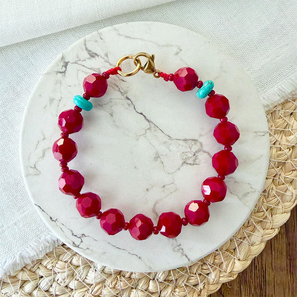 Pulsera Oria roja y turquesa